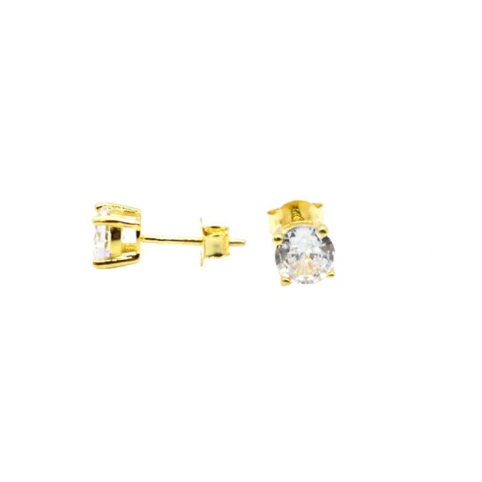 Orecchini punto luce con zircone bianco da 6 mm placcati oro bianco in argento 925