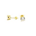 Light point earrings with 6 mm white zircon plated in white gold in 925 silver