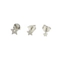 Lobe earrings set of 2 zircon stars with a smooth white gold plated in 925 silver