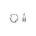 Hoop earrings with two strands of white gold-plated white zircons in 925 silver