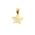 Star pendant, half white zircon, half smooth, yellow gold plated in 925 silver