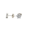 White gold plated white zircon paw lobe earrings in 925 silver