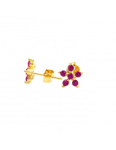 Yellow gold plated red zircon flower...
