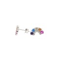 White gold plated multicolor rainbow lobe earrings in 925 silver