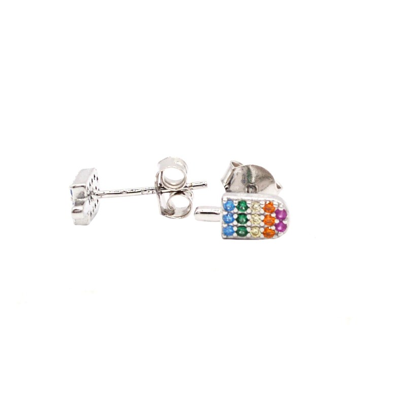 White gold plated multicolor ice cream lobe earrings in 925 silver