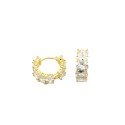 Zircon hoop earrings with yellow gold plated white oval stones in 925 silver
