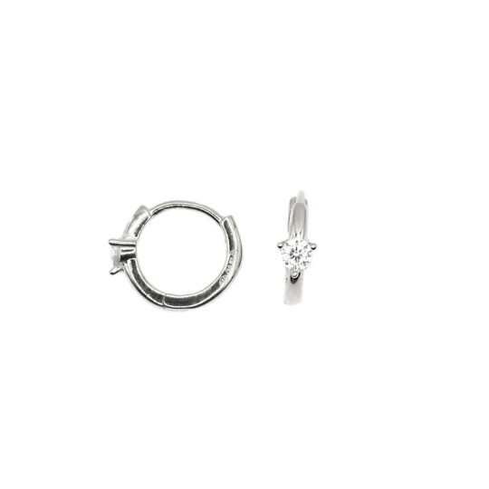 Orecchini a cerchio con punto luce placcati oro bianco in argento 925
