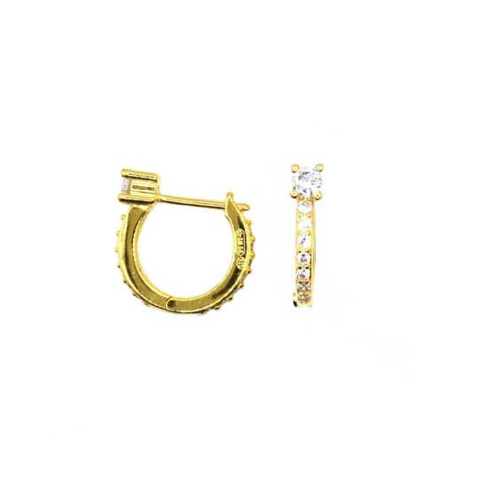 Orecchini a cerchio semi zirconato con punto luce placcati oro giallo in argento 925