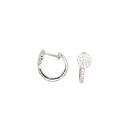 Hoop earrings with round zirconium plated white gold in 925 silver