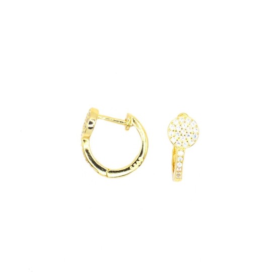Orecchini a cerchio con tondo zirconato placcati oro giallo in argento 925