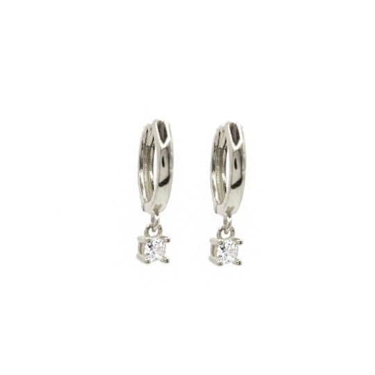 Orecchini a cerchio con punto luce pendente placcati oro bianco in argento 925