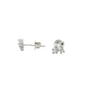 White gold plated 3 point light lobe earrings in 925 silver