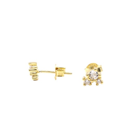 Yellow gold plated 3 light point lobe earrings in 925 silver