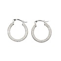 White gold plated zircon tubular hoop earrings in 925 silver