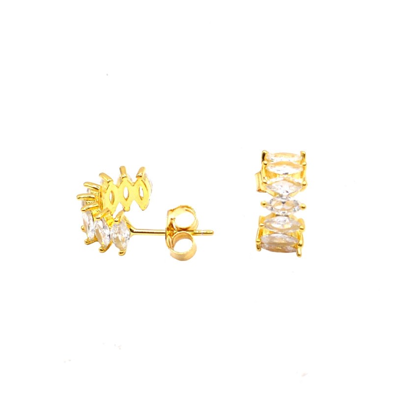 Earrings with semi-circle snap closure with yellow gold plated 925 silver spools