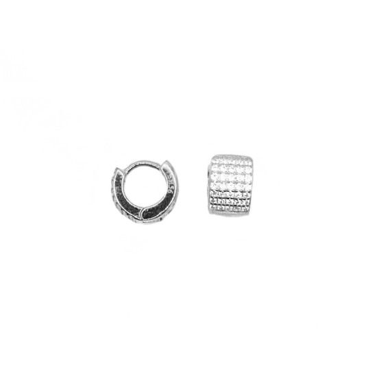 Orecchini mini cerchio semi zirconato placcato oro bianco in argento 925