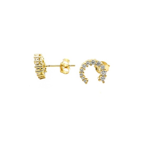 Semicircle lobe earrings with degradé light points yellow gold plated in 925 silver