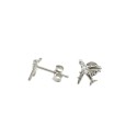 White gold plated semi zircon airplane lobe earrings in 925 silver