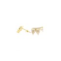 Yellow gold plated zircon drop trail lobe earrings in 925 silver