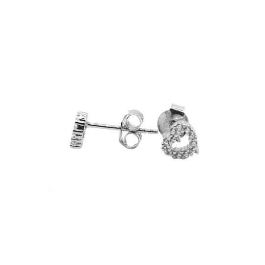Orecchini a lobo cuore micro traforato placcato oro bianco in argento 925