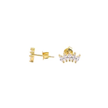 Lobe earrings with 5 spools yellow gold plated in 925 silver