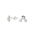 White gold plated three-point stud earrings in 925 silver