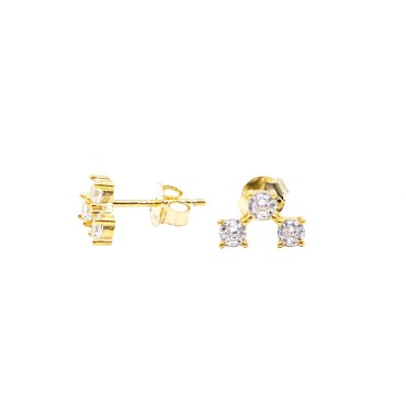 Yellow gold plated tri-point earrings in 925 silver