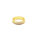 White gold plated ring with yellow gold plated baguette cut white zircons in 925 silver (Size 12)