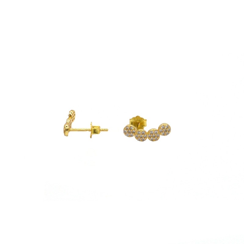 Bow lobe earrings with yellow gold plated round zircons in 925 silver