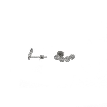 Bow lobe earrings with white gold plated round zircons in 925 silver