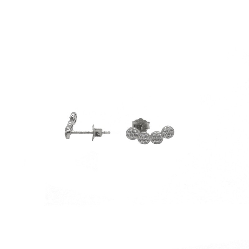 Bow lobe earrings with white gold plated round zircons in 925 silver