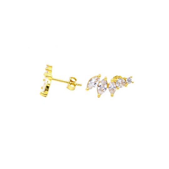 Lobe earrings with degradé spools yellow gold plated in 925 silver
