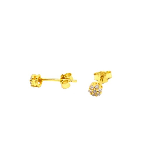 Orecchini a lobo fiore zirconato bianco placcati oro giallo in argento 925