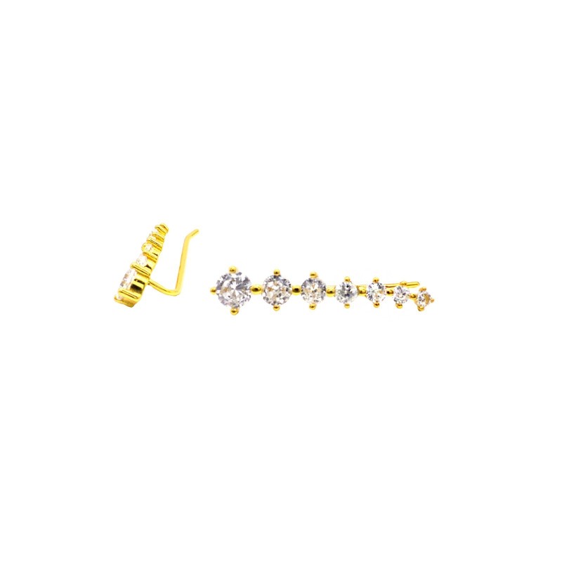 Arc earrings with pavé light points of white zircons yellow gold plated in 925 silver