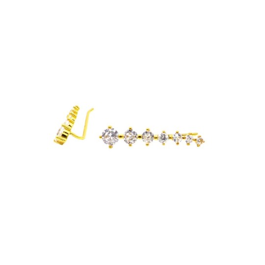 Arc earrings with pavé light points of white zircons yellow gold plated in 925 silver