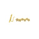 Bow earrings with pavé stars of white zircons yellow gold plated in 925 silver