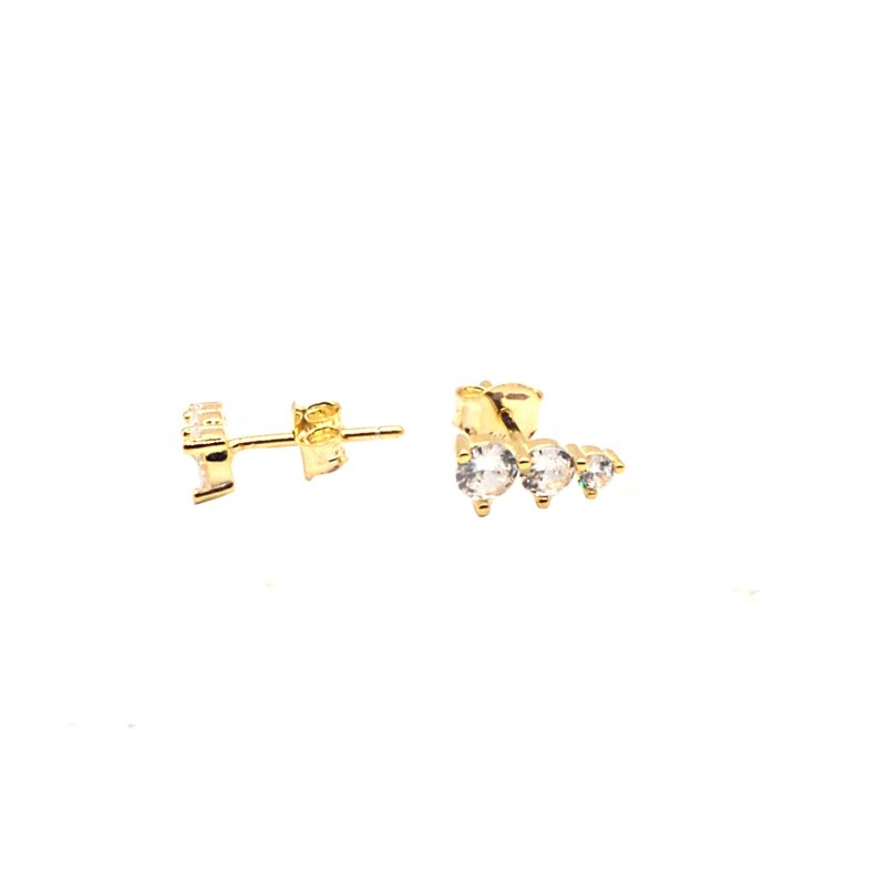 Lobe earrings with yellow gold plated gradation trilogy snap connection in 925 silver