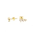 Lobe earrings with yellow gold plated gradation trilogy snap connection in 925 silver