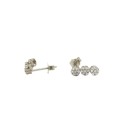 Lobe earrings with three white gold plated zircon flowers in 925 silver