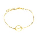 Bracciale maglia rollò con sagoma tondo e infinito centrale placcato oro giallo in argento 925