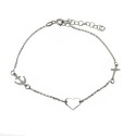 Forzatina link bracelet with cross, heart and anchor in white gold plated in 925 silver