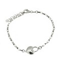 Bracciale maglia ovale agganciata con lucchetto a cuore accoppiato e traforato centrale placcato oro bianco in argento 925
