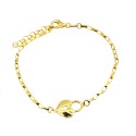 Oval link bracelet attached with coupled heart lock and central openwork yellow gold plated in 925 silver