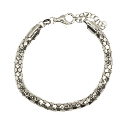 Bracciale tessita tubolare diamantata placcato oro bianco in argento 925