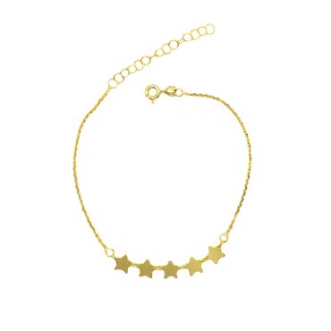 Bracciale maglia forzatina con stelle a lastra centrali placcato oro giallo in argento 925