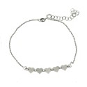 Forzatina link bracelet with central slab hearts plated in white gold in 925 silver