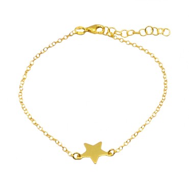 Bracciale maglia rolò con stella a lastra centrale placcato oro giallo in argento 925