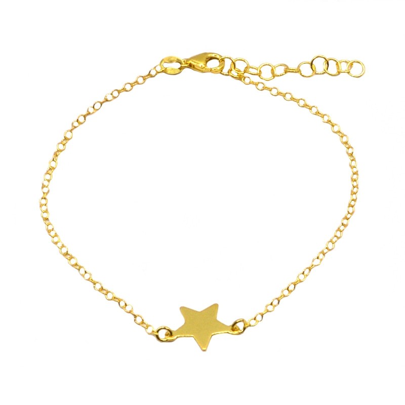 Bracciale maglia rolò con stella a lastra centrale placcato oro giallo in argento 925