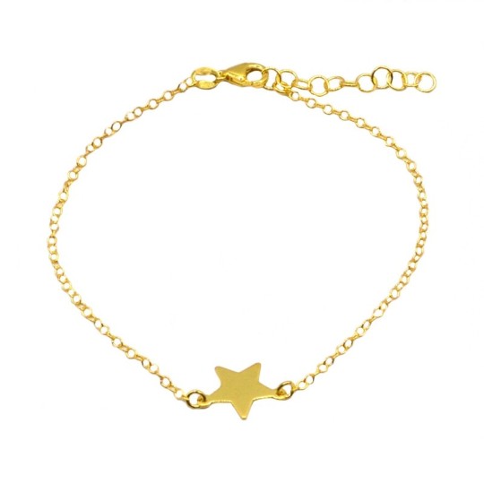 Bracciale maglia rolò con stella a lastra centrale placcato oro giallo in argento 925