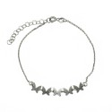 Forzatina link bracelet with central plate butterflies white gold plated in 925 silver